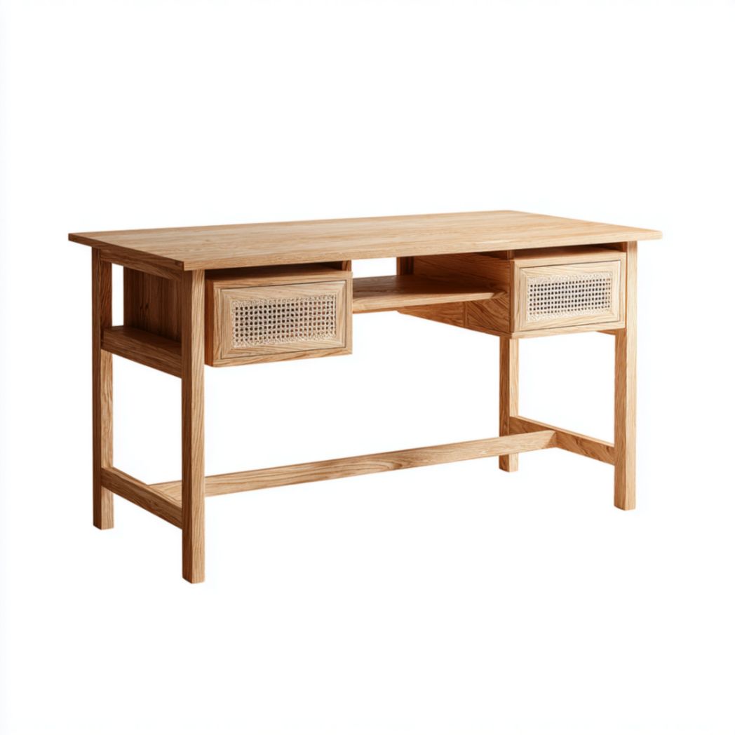 Biurko z naturalnego drewna do pracy w biurze - 120 x 60 x 75cm